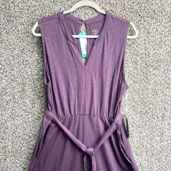 Market & Spruce Jumpsuit Women's XXL Paulie Slub Purple30 Waist Tie Cropped NWT - Picture 2 of 9